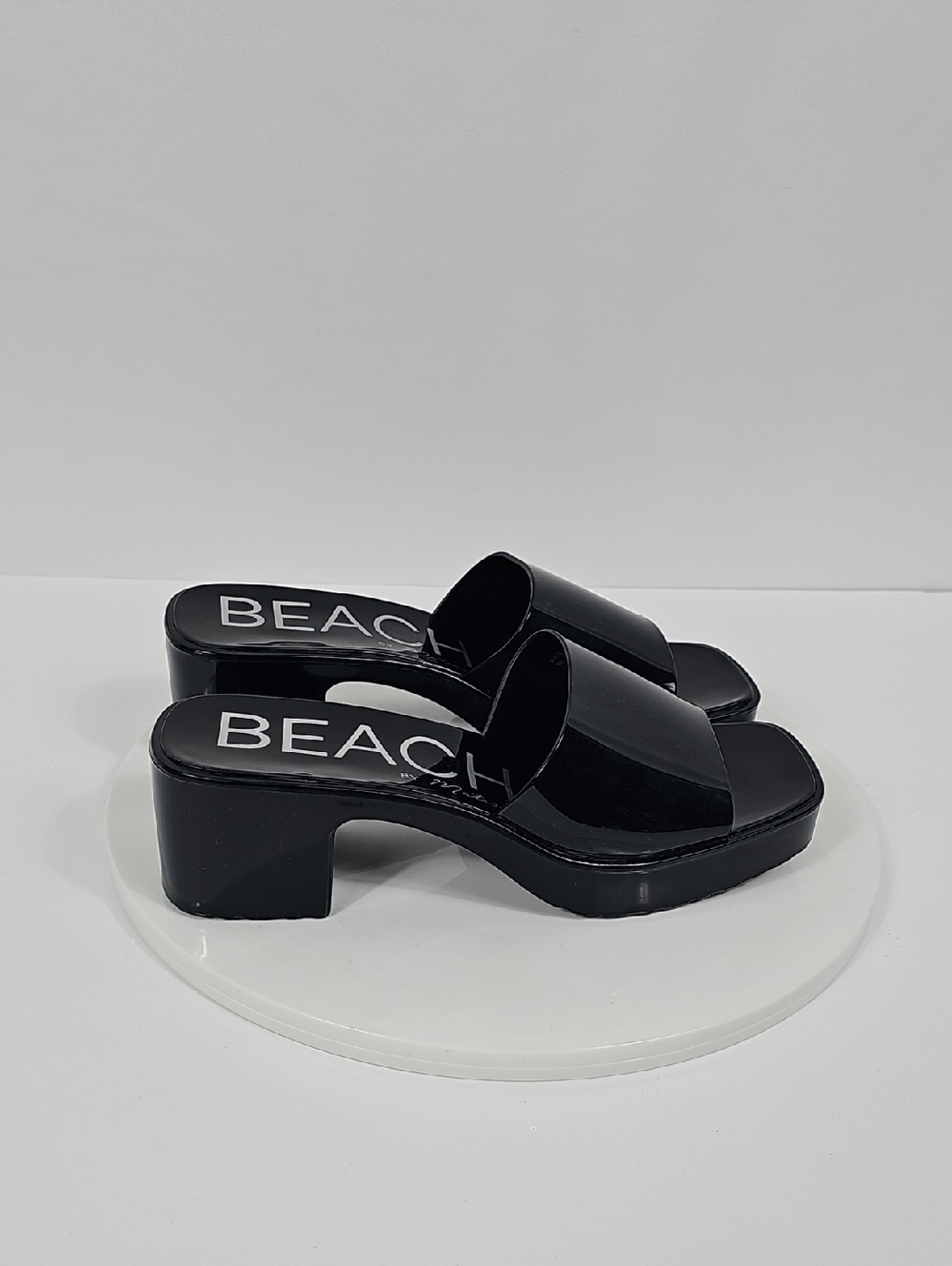 NIB Beach By Matisse Wade Platform Slide Sandals Block Heel Square Toe Black 7 - Picture 5 of 15